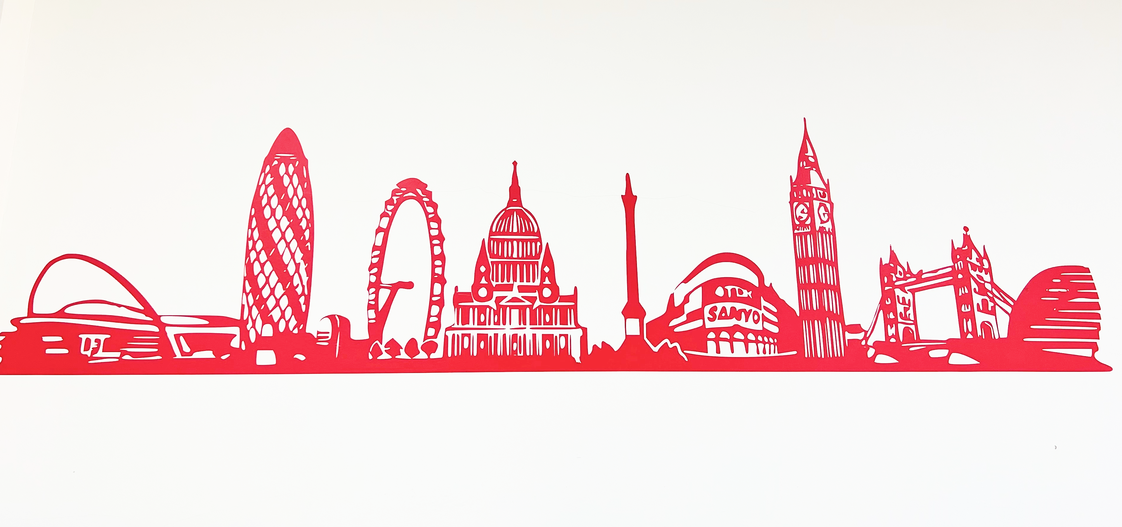Graphic of the London Skyline in Red and White